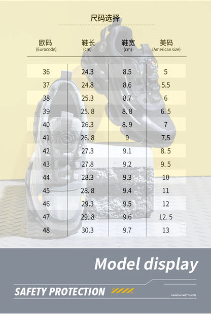 Hot Rotary Buckle Work Safety Shoes For Men Air Soft Sole Lightweight Protective Work Sneakers Men Breathable Safety Footwear