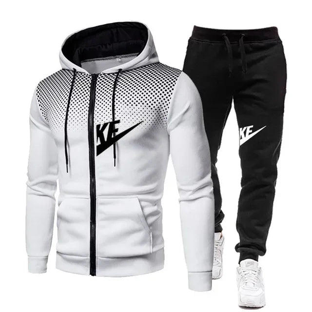 New men's suits: Fashionable and casual long-sleeved sportswear, outdoor fitness jogging sportswear, sportswear + long pants lux