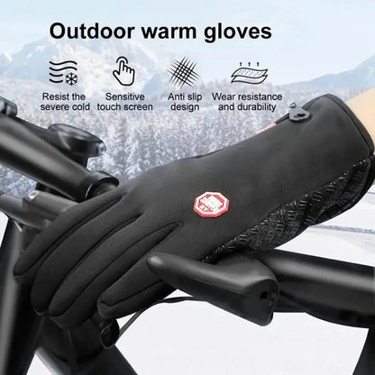 Men's Autumn and Winter Cold Resistant Bicycle Gloves Warm Outdoor Sports Running  Camping Skiing Gloves Motorcycle