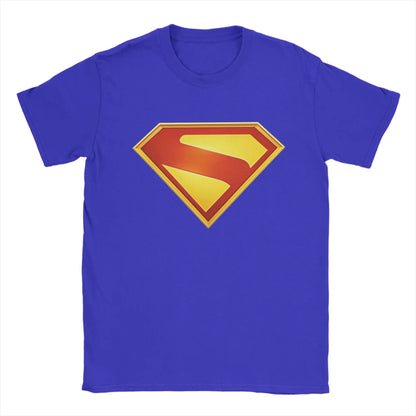 Supermans Logo Pure Cotton T-Shirt For Men's Beach  Aesthetic T Shirts Round Neck Hipster Tees Oversized Custom DIY Clothes