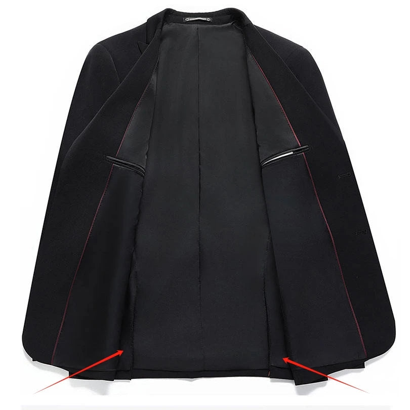 Man Suit (blazer+ Pants) Gentleman Fashion Business Double Split Casual Slim Solid Color Wedding Work Conjunto Hombre