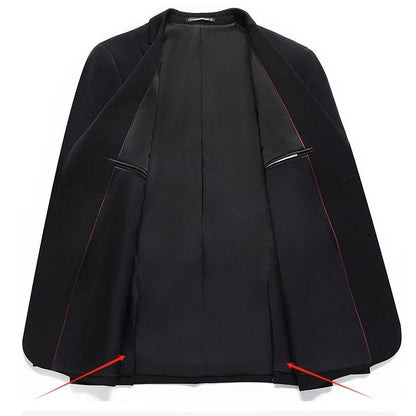 Man Suit (blazer+ Pants) Gentleman Fashion Business Double Split Casual Slim Solid Color Wedding Work Conjunto Hombre