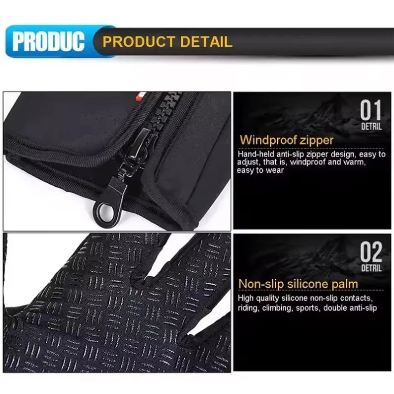 Men's Autumn and Winter Cold Resistant Bicycle Gloves Warm Outdoor Sports Running  Camping Skiing Gloves Motorcycle