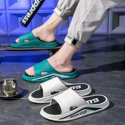 Fashion Men Slippers PVC Soft Sole Non-slip Men Flip Flops Outdoor Thick Bottom Beach Sandals Home Bathroom Couples Slippers New