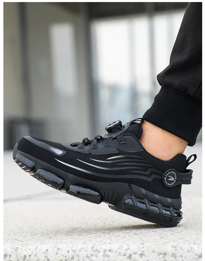 Hot Rotary Buckle Work Safety Shoes For Men Air Soft Sole Lightweight Protective Work Sneakers Men Breathable Safety Footwear