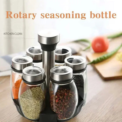 NEW Single Bottle Glass Jar and Spice Jar Set Rack Glass Seasoning Sugar Pepper Bottles Salt Shakers Holder Kitchen Storage Rack