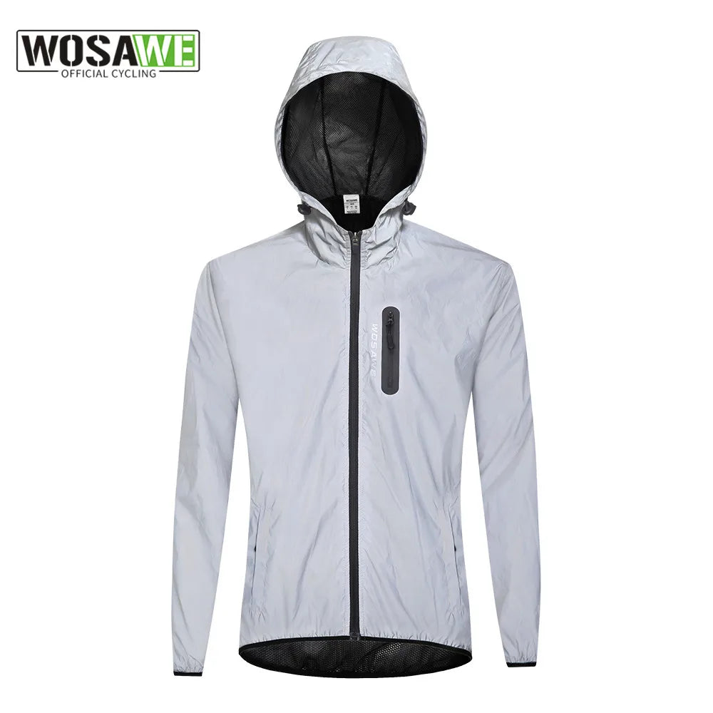 WOSAWE Men's Jacket with Hoodie and Waterproof Windbreaker for Men Women Cycling Hiking Running Hip Hop Jacket