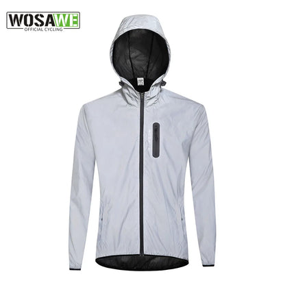 WOSAWE Men's Jacket with Hoodie and Waterproof Windbreaker for Men Women Cycling Hiking Running Hip Hop Jacket