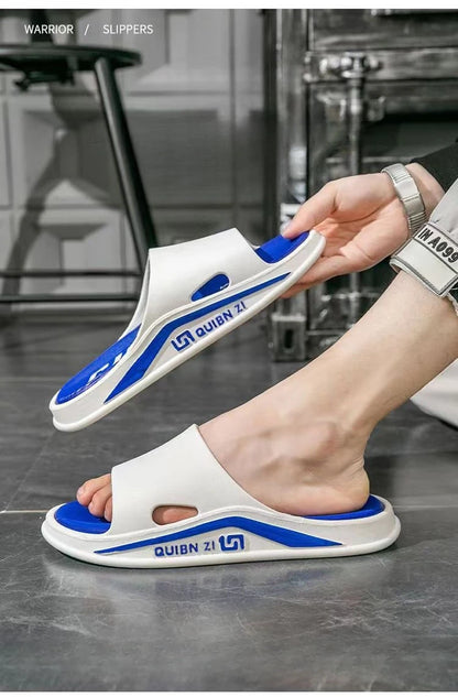 Fashion Men Slippers PVC Soft Sole Non-slip Men Flip Flops Outdoor Thick Bottom Beach Sandals Home Bathroom Couples Slippers New