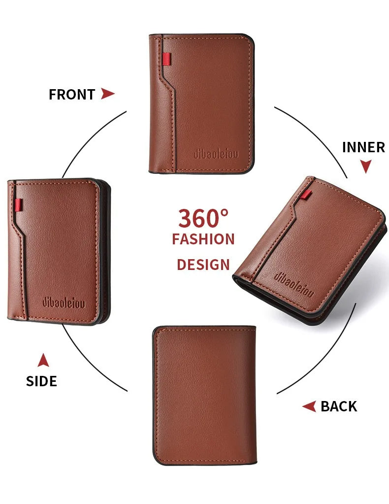 1Pc New Ultra-thin Mini Soft PU Leather Credit Card Wallet Holder Short Vertical High Quality Men's Wallet