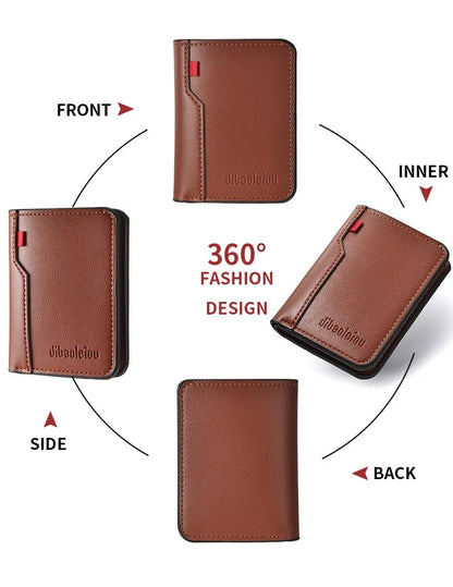 1Pc New Ultra-thin Mini Soft PU Leather Credit Card Wallet Holder Short Vertical High Quality Men's Wallet