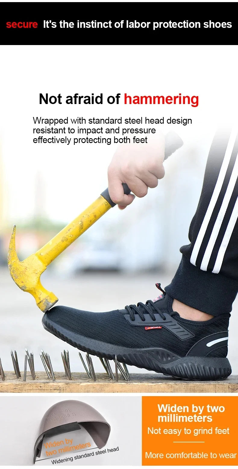 Men's safety shoes are characterized by steel toe protection, impact resistance, good breathability, durability and safety.