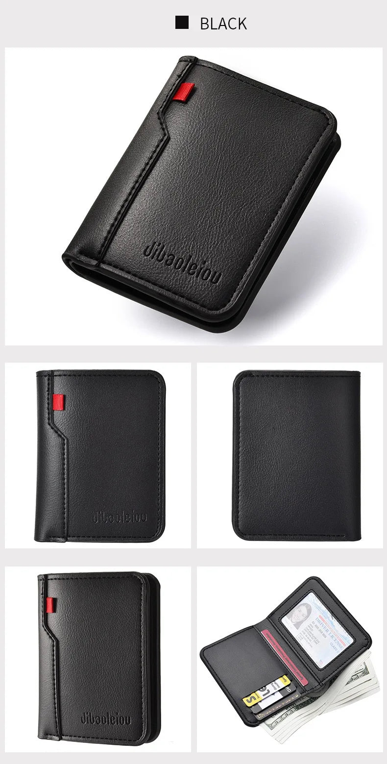 1Pc New Ultra-thin Mini Soft PU Leather Credit Card Wallet Holder Short Vertical High Quality Men's Wallet