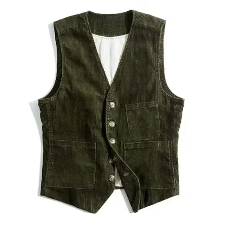 Workwear American Retro Vest for Men Corduroy Vest Camisole Mens Jacket