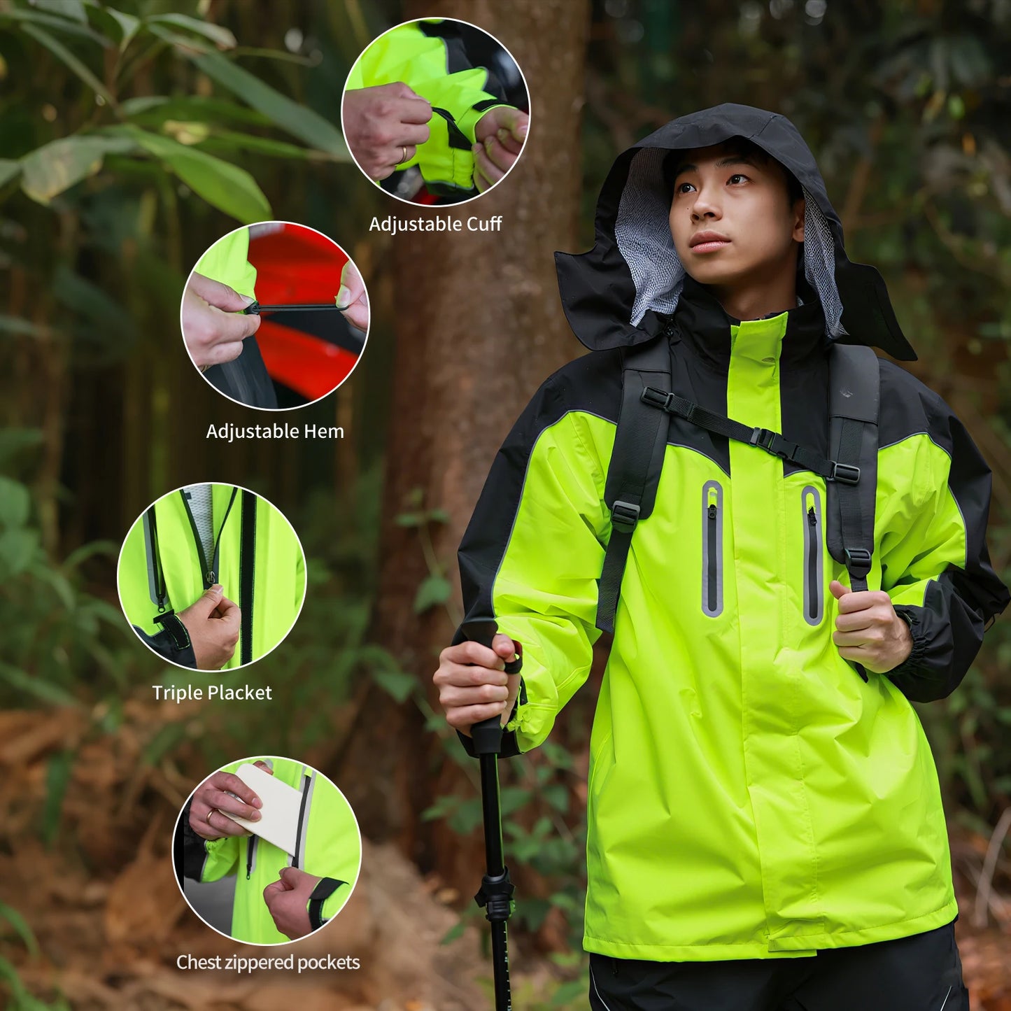 WOSAWE Unisex Hiking Jacket Men Women Waterproof Quick Dry Camping Windbreaker Trekking Fishing Rain Coat Outdoor Riding Coats