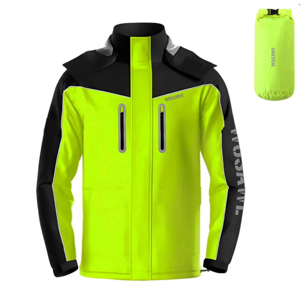WOSAWE Motorcycle Raincoat Men Women Waterproof Motorcyclist Rider Raincoat Reflective Ebike Electric Scooter Biker Rain Jacket