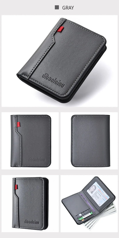 1Pc New Ultra-thin Mini Soft PU Leather Credit Card Wallet Holder Short Vertical High Quality Men's Wallet