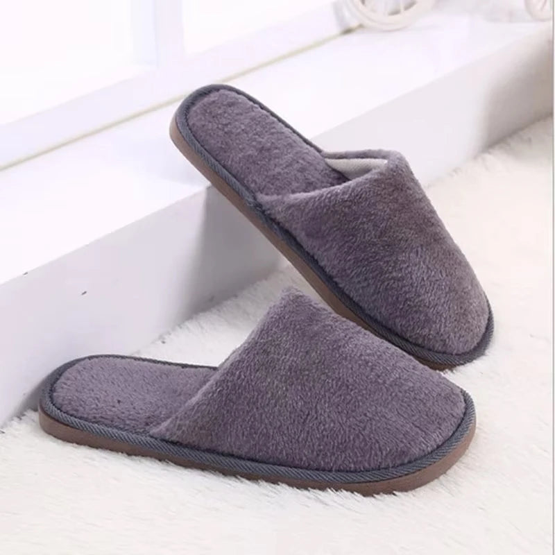 Men Indoor Slippers Thicken Warm Plush Home Shoes Autumn Winter Shoes House Flat Floor Slipper Soft Silent Slides For Bedroom