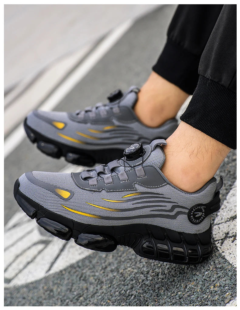 Hot Rotary Buckle Work Safety Shoes For Men Air Soft Sole Lightweight Protective Work Sneakers Men Breathable Safety Footwear