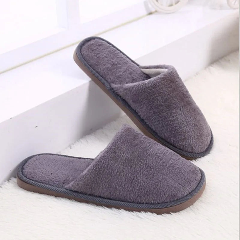 Men Indoor Slippers Thicken Warm Plush Home Shoes Autumn Winter Shoes House Flat Floor Slipper Soft Silent Slides For Bedroom