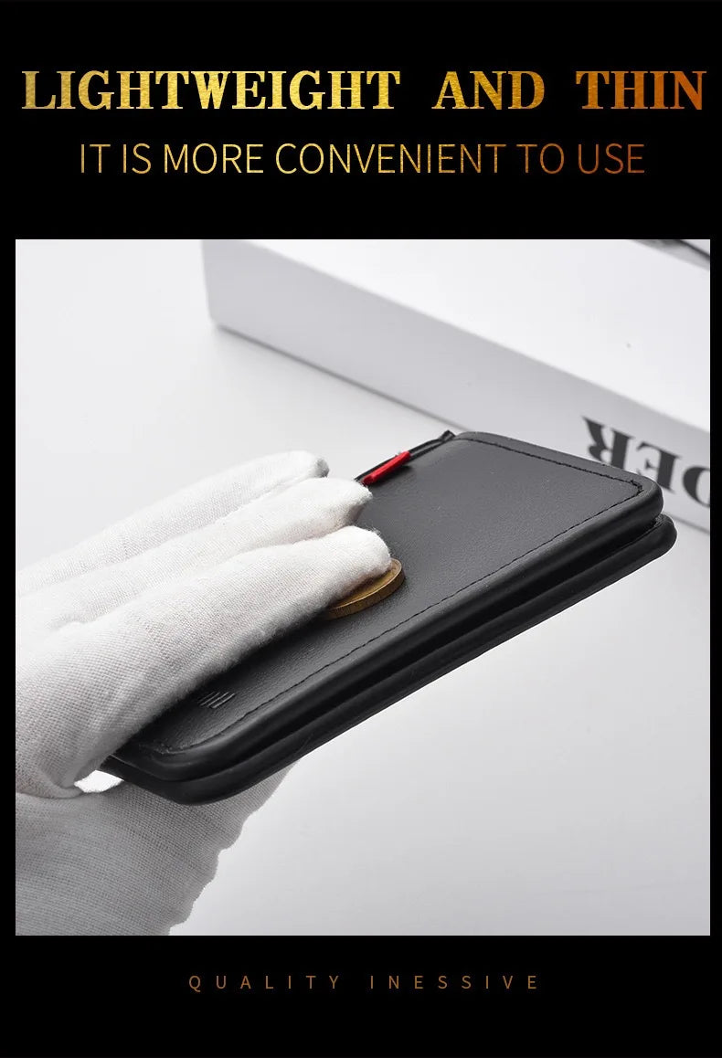 1Pc New Ultra-thin Mini Soft PU Leather Credit Card Wallet Holder Short Vertical High Quality Men's Wallet