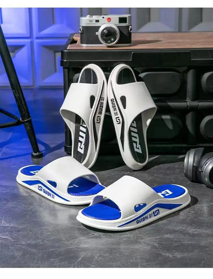 Fashion Men Slippers PVC Soft Sole Non-slip Men Flip Flops Outdoor Thick Bottom Beach Sandals Home Bathroom Couples Slippers New