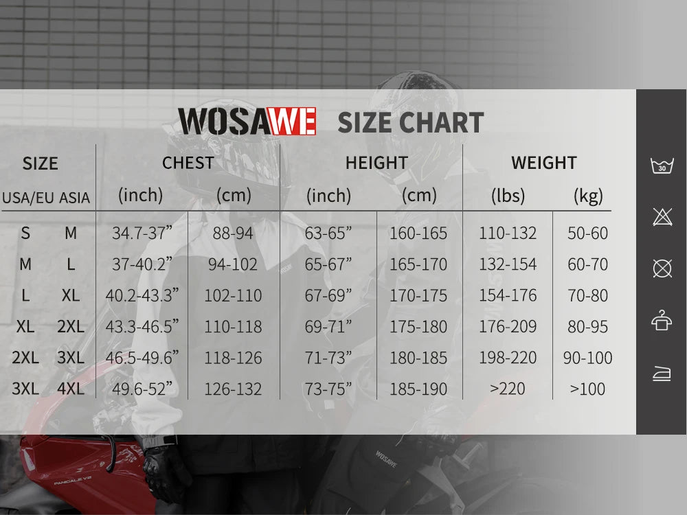 WOSAWE Motorcycle Raincoat Men Women Waterproof Motorcyclist Rider Raincoat Reflective Ebike Electric Scooter Biker Rain Jacket