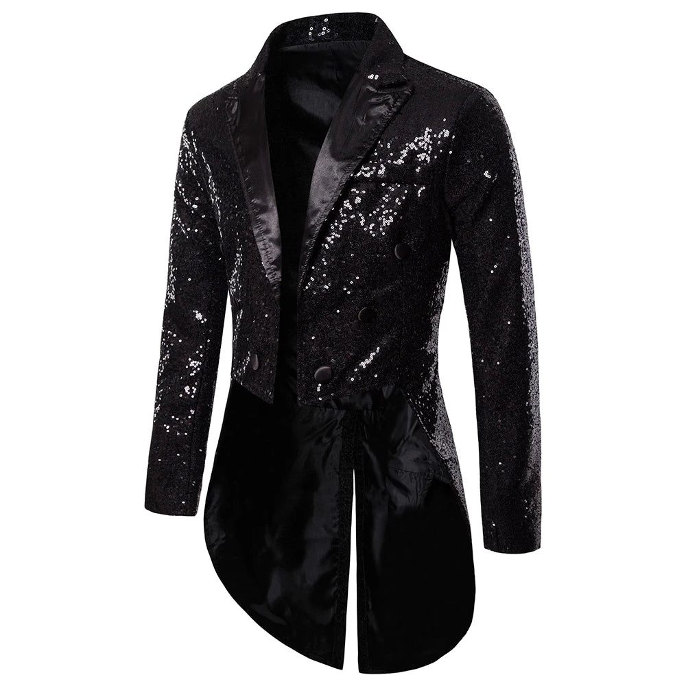 Men's Suit Round Sequin Button Tuxedo Stage Show Wedding Host Dance Festival Celebration Dinner Casual Men's Wear Men's Coat
