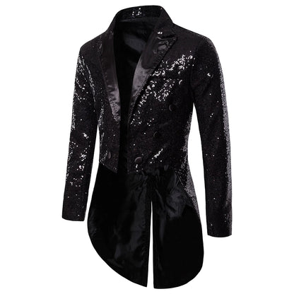 Men's Suit Round Sequin Button Tuxedo Stage Show Wedding Host Dance Festival Celebration Dinner Casual Men's Wear Men's Coat