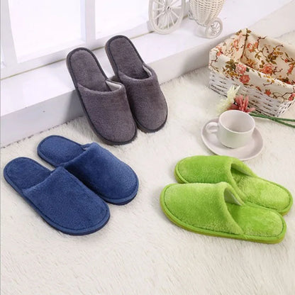 Men Indoor Slippers Thicken Warm Plush Home Shoes Autumn Winter Shoes House Flat Floor Slipper Soft Silent Slides For Bedroom