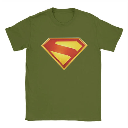 Supermans Logo Pure Cotton T-Shirt For Men's Beach  Aesthetic T Shirts Round Neck Hipster Tees Oversized Custom DIY Clothes