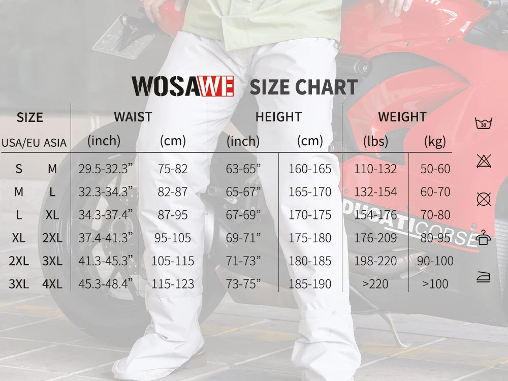 WOSAWE Motorcycle Rain Pants Outdoor Rainproof Pants with Shoe Covers Waterproof Rain Trousers for Fishing Cycling Hiking