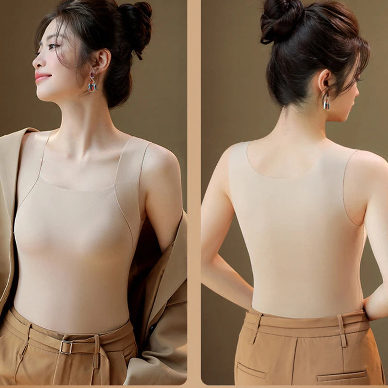 Ubowen For 40-70kg Seamless Women Camisole Top With Chest Pad Fixed Cup Bottoming Underwear Tank Tops No Steeling Ring