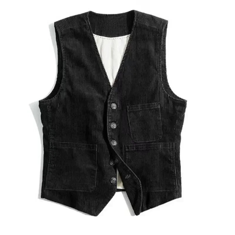Workwear American Retro Vest for Men Corduroy Vest Camisole Mens Jacket