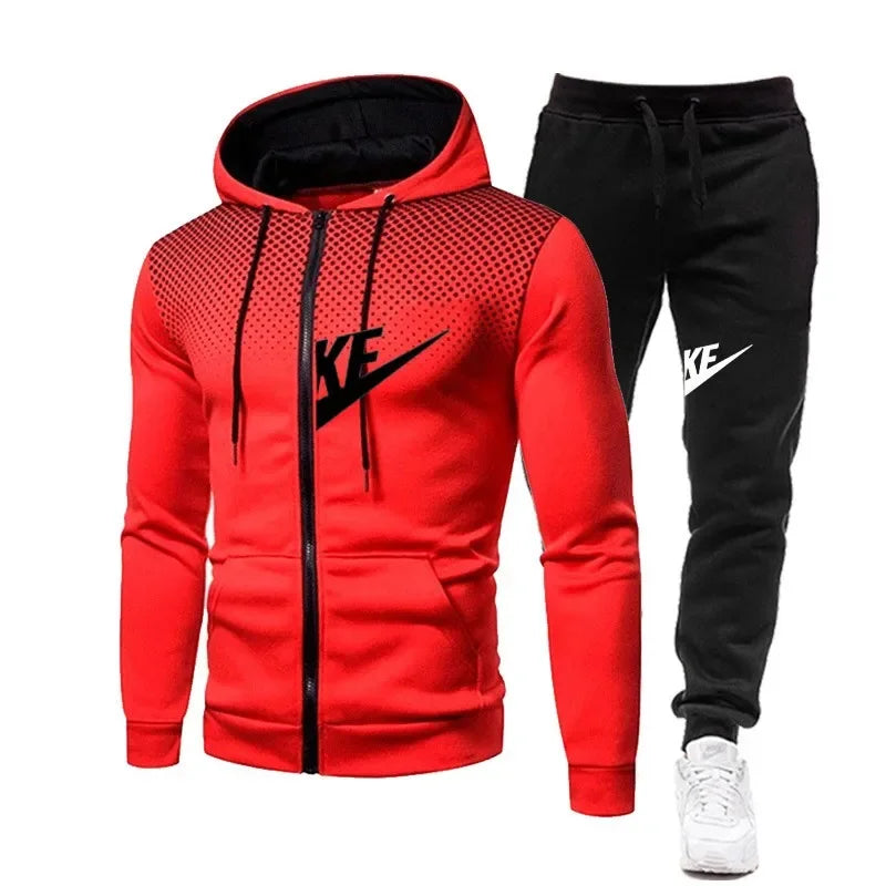 New men's suits: Fashionable and casual long-sleeved sportswear, outdoor fitness jogging sportswear, sportswear + long pants lux