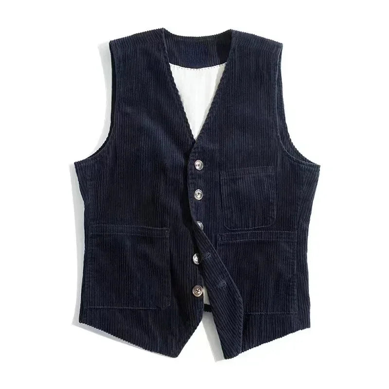 Workwear American Retro Vest for Men Corduroy Vest Camisole Mens Jacket