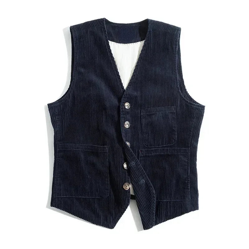 Workwear American Retro Vest for Men Corduroy Vest Camisole Mens Jacket