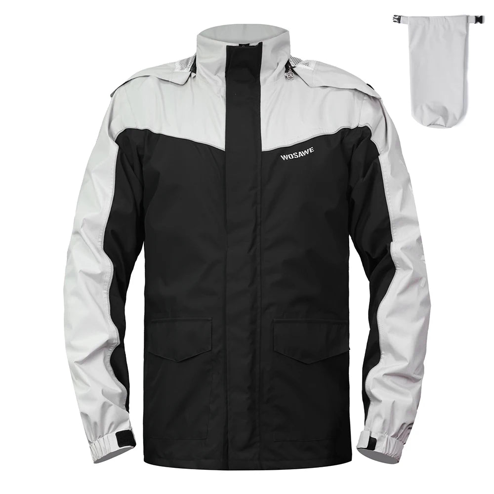 WOSAWE Motorcycle Raincoat Men Women Waterproof Motorcyclist Rider Raincoat Reflective Ebike Electric Scooter Biker Rain Jacket