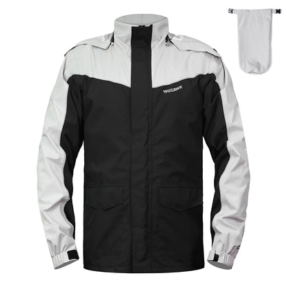WOSAWE Motorcycle Raincoat Men Women Waterproof Motorcyclist Rider Raincoat Reflective Ebike Electric Scooter Biker Rain Jacket