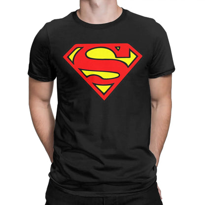 Supermans Logo  T Shirts Men's  Cotton Casual T-Shirt Crew Neck Comic  Tee Shirt Short Sleeve Tops Printed