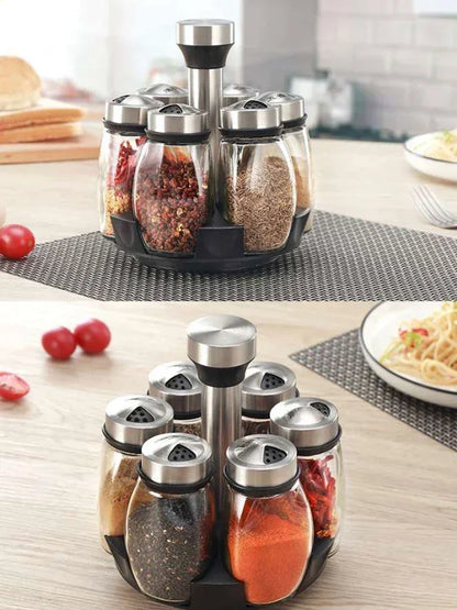 NEW Single Bottle Glass Jar and Spice Jar Set Rack Glass Seasoning Sugar Pepper Bottles Salt Shakers Holder Kitchen Storage Rack