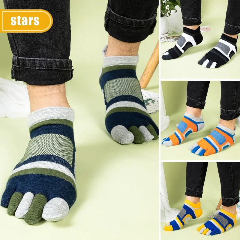 Mans Sport Ankle Toe Socks Mesh Breathable Colorful Compression Fitness Sweat-Absorbing Outdoor Bike Run Five Finger Socks Boy