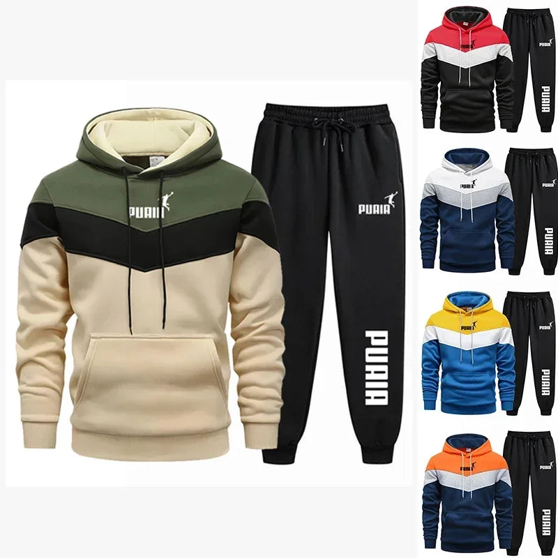 Men's Sportswear Set - Hooded Sweater + Trousers Ensemble - Casual Sportswear - Fashionable - Comfortable Outdoor Set