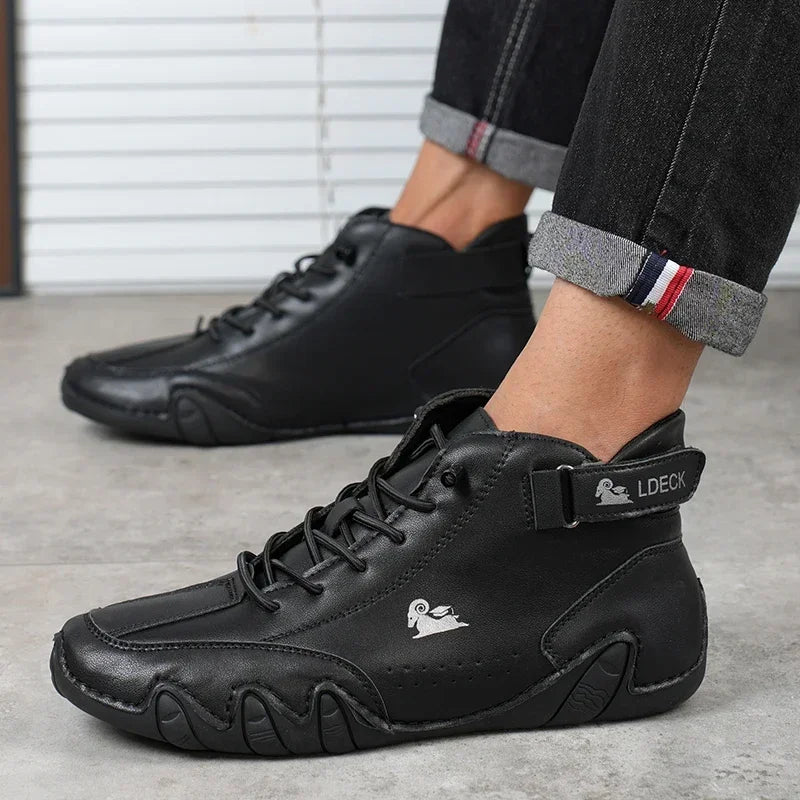 Men's Casual Bare Boots Luxurious Fashionable High Top Sports Shoes Trendy Loafers Waterproof Wear-resistant Motorcycle Shoes