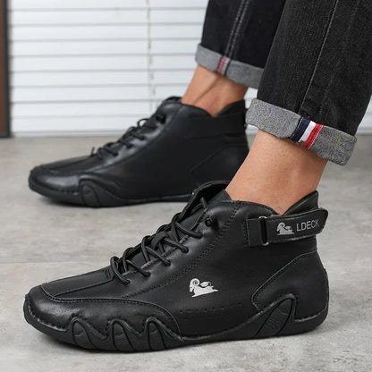 Men's Casual Bare Boots Luxurious Fashionable High Top Sports Shoes Trendy Loafers Waterproof Wear-resistant Motorcycle Shoes