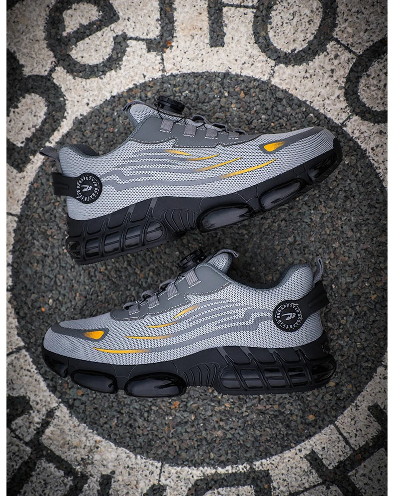 Hot Rotary Buckle Work Safety Shoes For Men Air Soft Sole Lightweight Protective Work Sneakers Men Breathable Safety Footwear