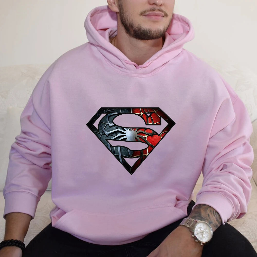 Superman Logo Hoodie Men's Outdoor Streetwear Harajuku Style Sweatshirt Men's Hooded Top
