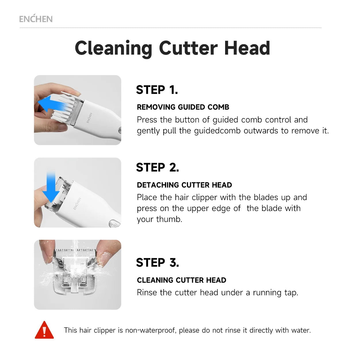 ENCHEN Boost-W Hair Trimmer For Men Kids Cordless USB Rechargeable Electric Hair Clipper Cutter Machine With Adjustable Comb