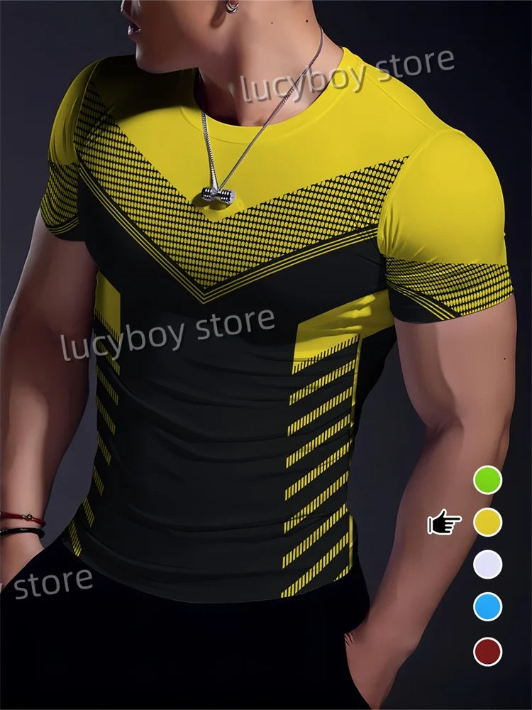 Men's Sports Stripe  Gym T Shirt Mans Casual Short Sleeve Tees Quick Drying Running Sportwear Men Oversized Tops men Clothing