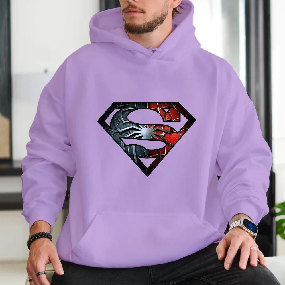 Superman Logo Hoodie Men's Outdoor Streetwear Harajuku Style Sweatshirt Men's Hooded Top